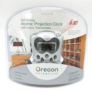 Oregon Scientific Self Setting Atomic Projection Clock with Indoor Thermometer